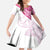 Rose Pink Polynesian Tribal Turtle Floral Pattern Family Matching Short Sleeve Bodycon Dress and Hawaiian Shirt