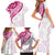 Rose Pink Polynesian Tribal Turtle Floral Pattern Family Matching Short Sleeve Bodycon Dress and Hawaiian Shirt