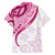 Rose Pink Polynesian Tribal Turtle Floral Pattern Family Matching Short Sleeve Bodycon Dress and Hawaiian Shirt