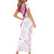 Rose Pink Polynesian Tribal Turtle Floral Pattern Family Matching Short Sleeve Bodycon Dress and Hawaiian Shirt
