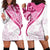 Rose Pink Polynesian Tribal Turtle Floral Pattern Hoodie Dress