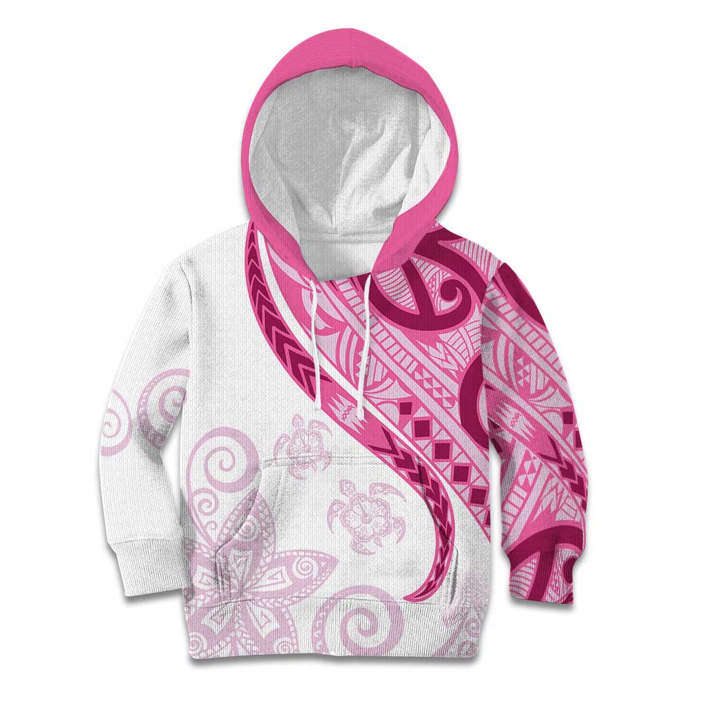 Rose Pink Polynesian Tribal Turtle Floral Pattern Kid Hoodie