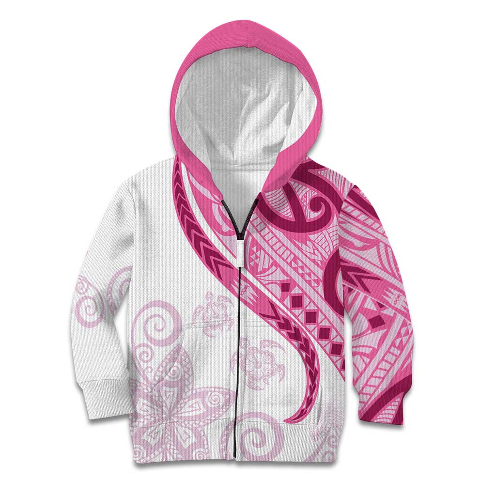 Rose Pink Polynesian Tribal Turtle Floral Pattern Kid Hoodie