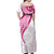 Rose Pink Polynesian Tribal Turtle Floral Pattern Off Shoulder Maxi Dress