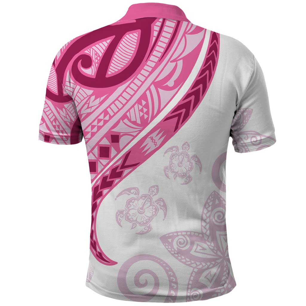 Rose Pink Polynesian Tribal Turtle Floral Pattern Polo Shirt