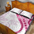 Rose Pink Polynesian Tribal Turtle Floral Pattern Quilt Bed Set