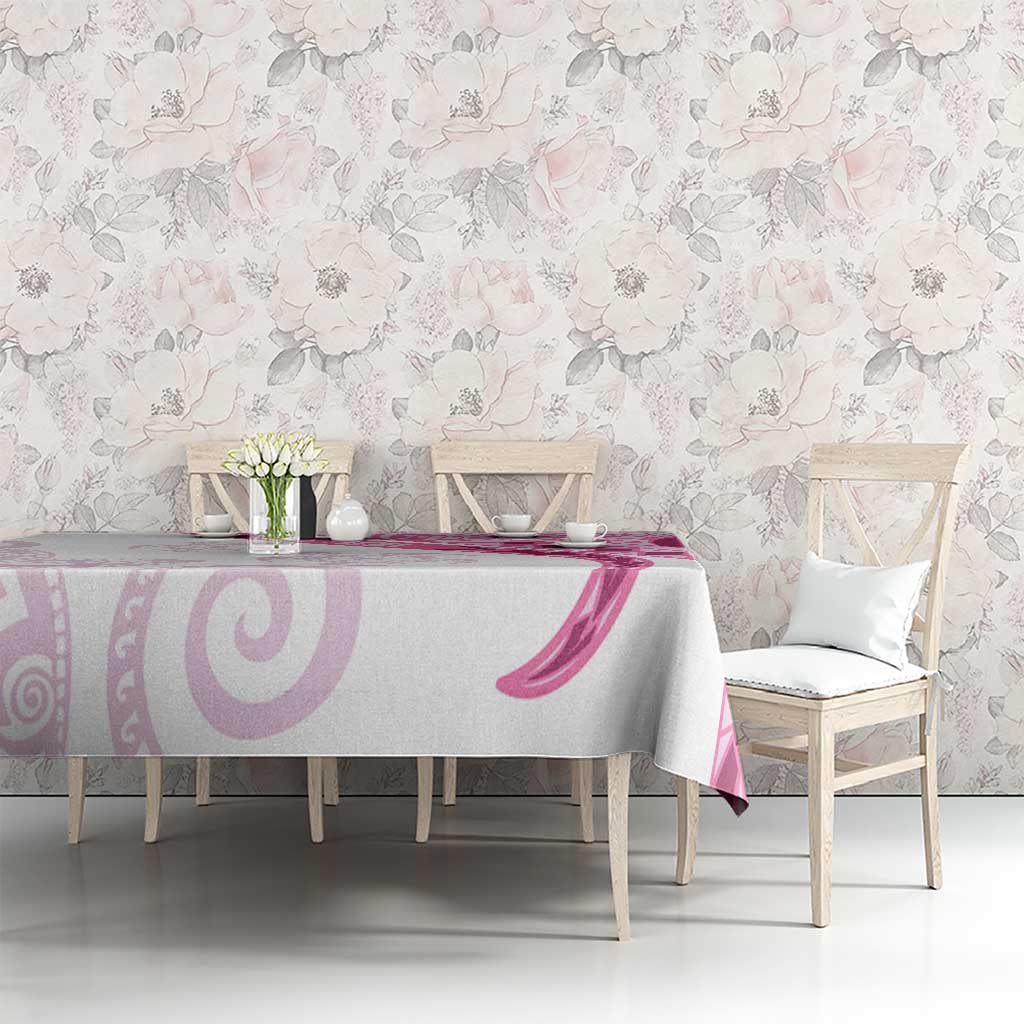 Rose Pink Polynesian Tribal Turtle Floral Pattern Tablecloth