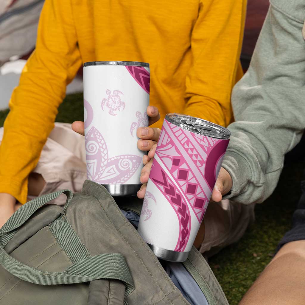 Rose Pink Polynesian Tribal Turtle Floral Pattern Tumbler Cup