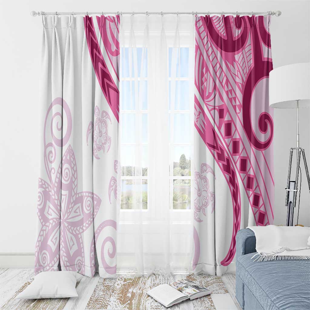Rose Pink Polynesian Tribal Turtle Floral Pattern Window Curtain