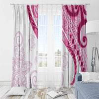 Rose Pink Polynesian Tribal Turtle Floral Pattern Window Curtain