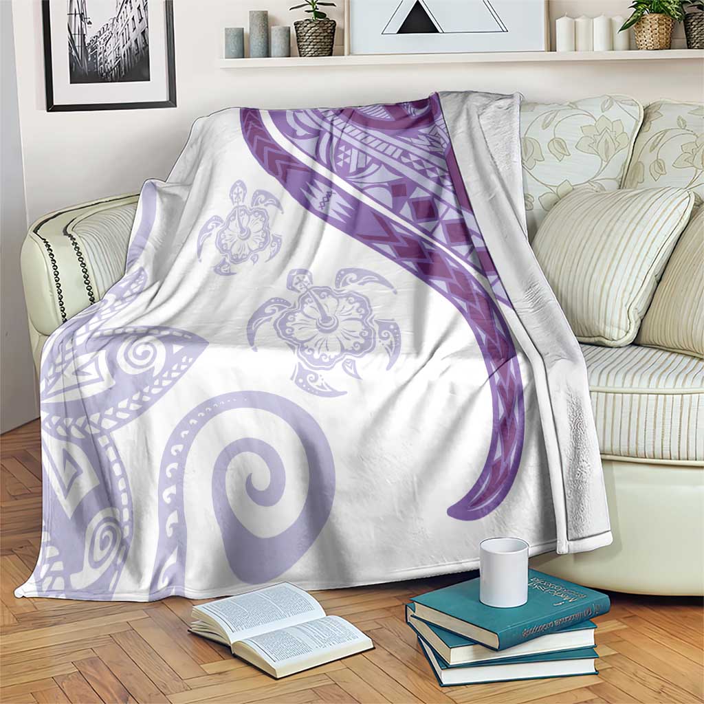 Purple Polynesian Tribal Turtle Floral Pattern Blanket