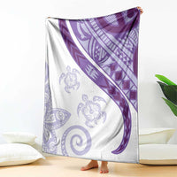 Purple Polynesian Tribal Turtle Floral Pattern Blanket