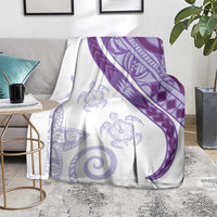 Purple Polynesian Tribal Turtle Floral Pattern Blanket