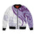 Purple Polynesian Tribal Turtle Floral Pattern Bomber Jacket