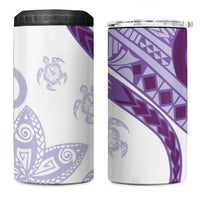 Purple Polynesian Tribal Turtle Floral Pattern 4 in 1 Can Cooler Tumbler