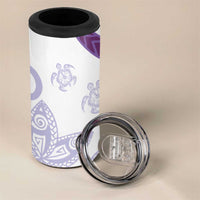 Purple Polynesian Tribal Turtle Floral Pattern 4 in 1 Can Cooler Tumbler
