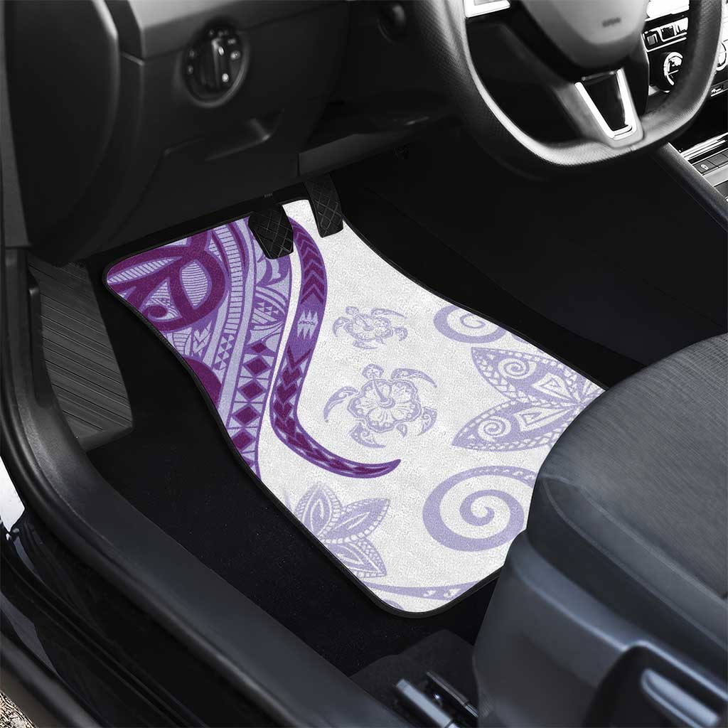 Purple Polynesian Tribal Turtle Floral Pattern Car Mats