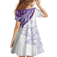 Purple Polynesian Tribal Turtle Floral Pattern Family Matching Mermaid Dress and Hawaiian Shirt