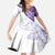 Purple Polynesian Tribal Turtle Floral Pattern Family Matching Off The Shoulder Long Sleeve Dress and Hawaiian Shirt