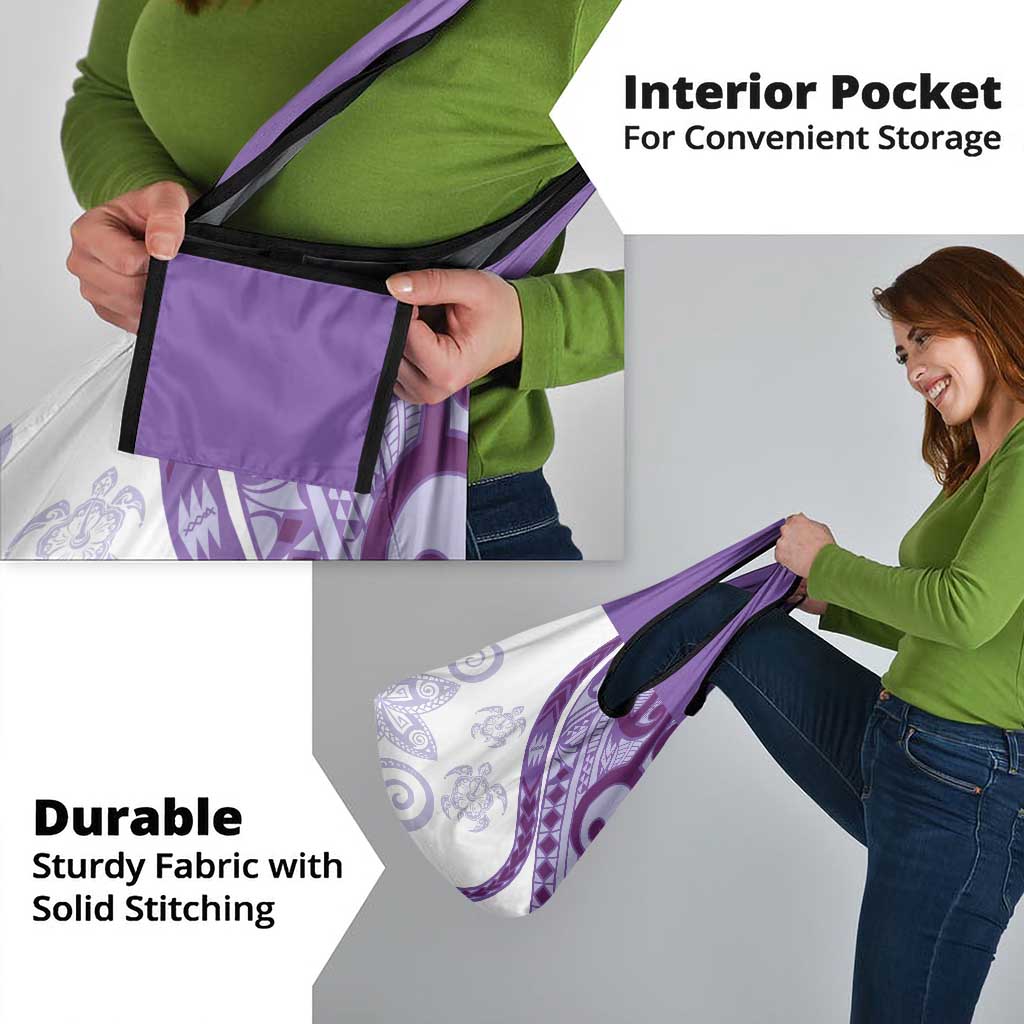 Purple Polynesian Tribal Turtle Floral Pattern Grocery Bag