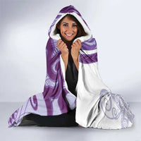 Purple Polynesian Tribal Turtle Floral Pattern Hooded Blanket