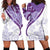 Purple Polynesian Tribal Turtle Floral Pattern Hoodie Dress