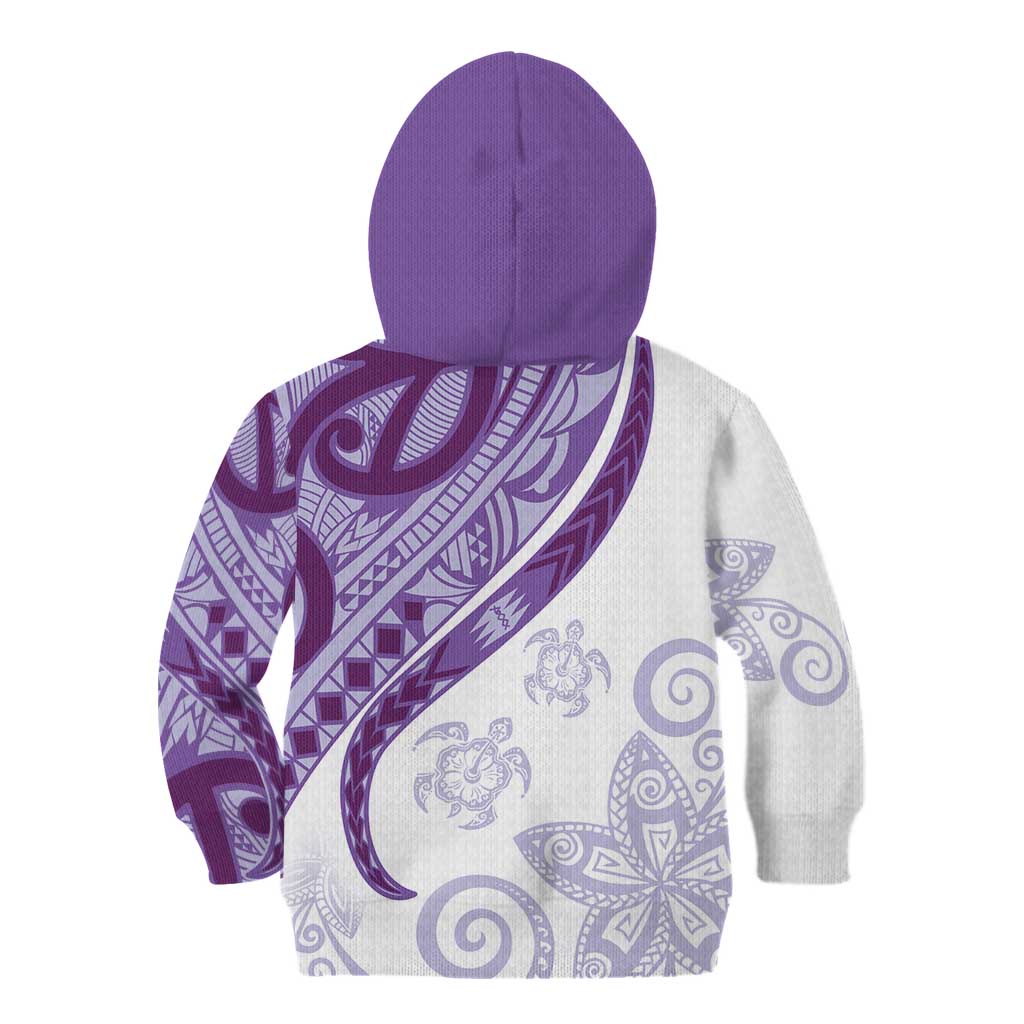 Purple Polynesian Tribal Turtle Floral Pattern Kid Hoodie