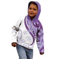 Purple Polynesian Tribal Turtle Floral Pattern Kid Hoodie