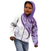 Purple Polynesian Tribal Turtle Floral Pattern Kid Hoodie