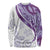 Purple Polynesian Tribal Turtle Floral Pattern Long Sleeve Shirt