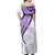 Purple Polynesian Tribal Turtle Floral Pattern Off Shoulder Maxi Dress