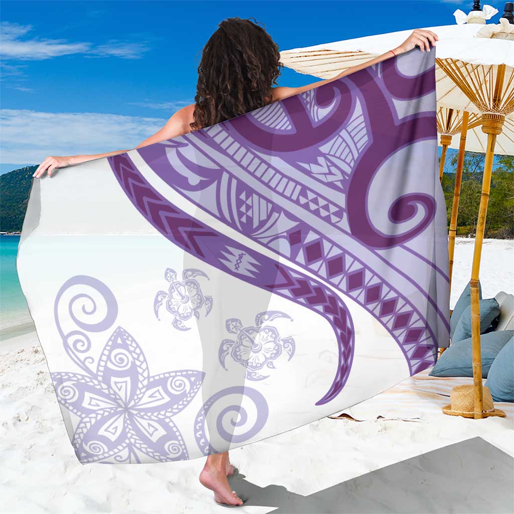 Purple Polynesian Tribal Turtle Floral Pattern Sarong
