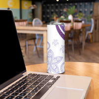 Purple Polynesian Tribal Turtle Floral Pattern Skinny Tumbler