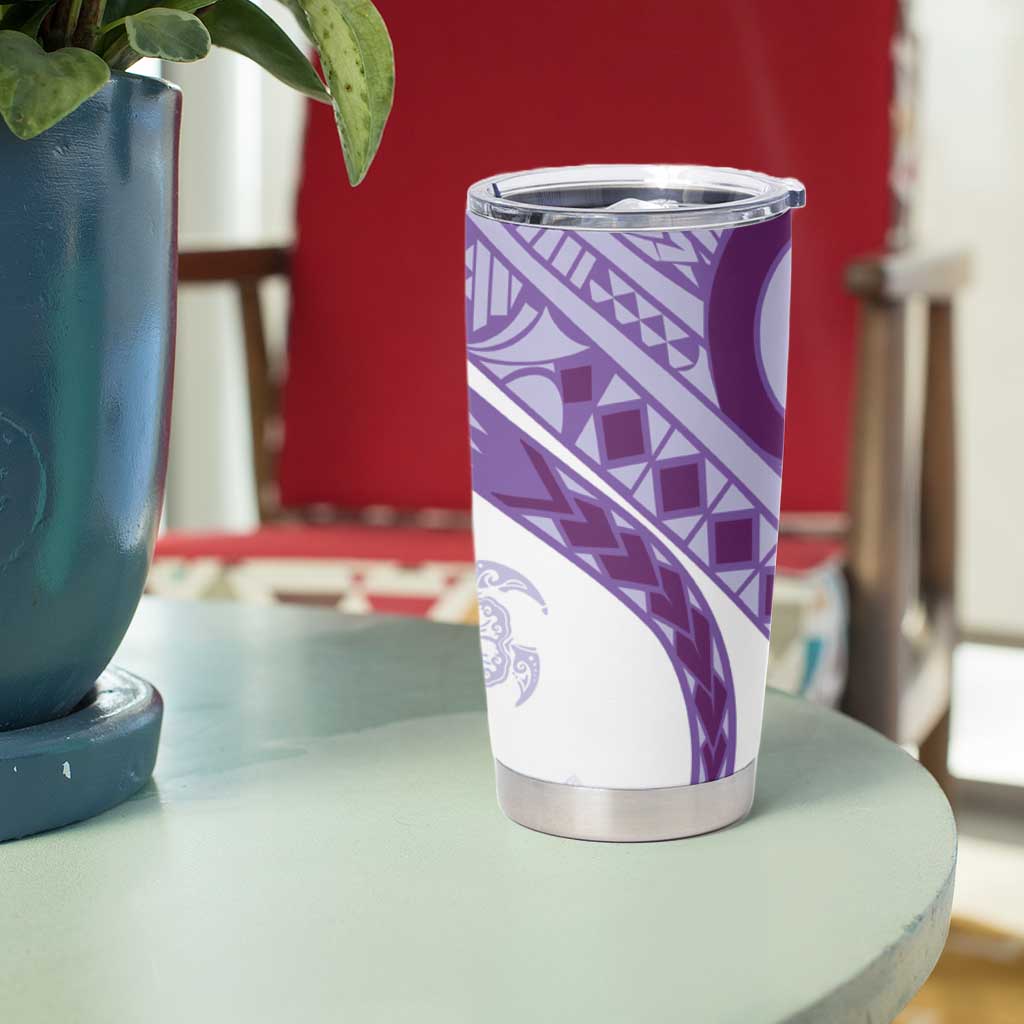 Purple Polynesian Tribal Turtle Floral Pattern Tumbler Cup