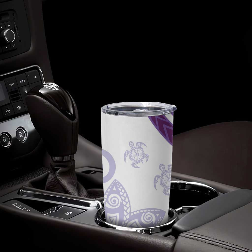 Purple Polynesian Tribal Turtle Floral Pattern Tumbler Cup