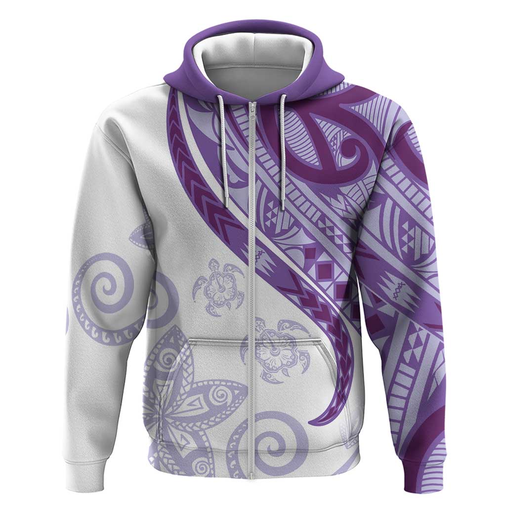 Purple Polynesian Tribal Turtle Floral Pattern Zip Hoodie LT05 Zip Hoodie Purple - Polynesian Pride