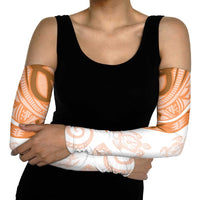 Orange Polynesian Tribal Turtle Floral Pattern Arm Sleeves - Polynesian Pride