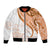 Orange Polynesian Tribal Turtle Floral Pattern Bomber Jacket