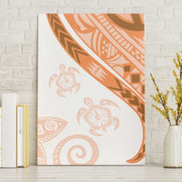 Orange Polynesian Tribal Turtle Floral Pattern Canvas Wall Art