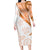 Orange Polynesian Tribal Turtle Floral Pattern Family Matching Long Sleeve Bodycon Dress and Hawaiian Shirt