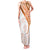 Orange Polynesian Tribal Turtle Floral Pattern Family Matching Tank Maxi Dress and Hawaiian Shirt