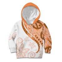 Orange Polynesian Tribal Turtle Floral Pattern Kid Hoodie