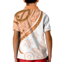 Orange Polynesian Tribal Turtle Floral Pattern Kid Polo Shirt