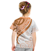 Orange Polynesian Tribal Turtle Floral Pattern Kid T Shirt