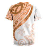 Orange Polynesian Tribal Turtle Floral Pattern Rugby Jersey