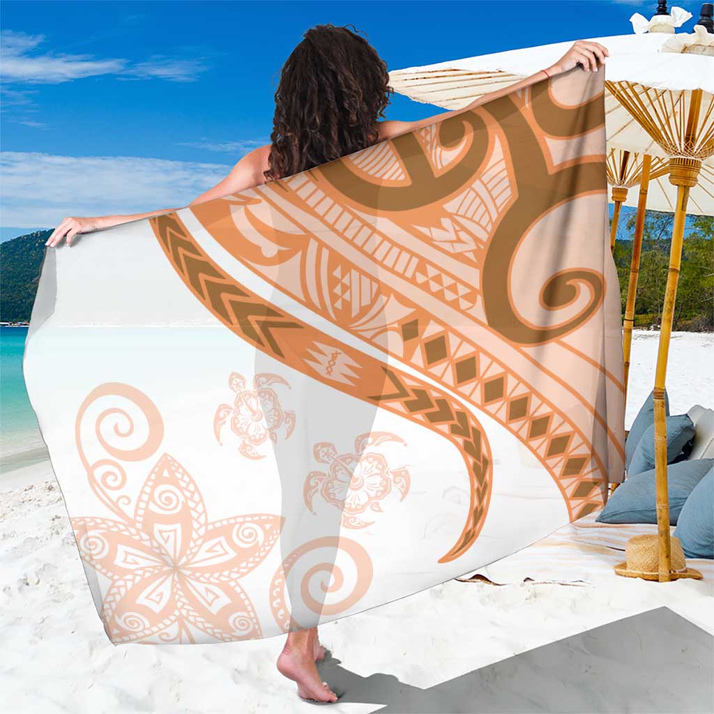 Orange Polynesian Tribal Turtle Floral Pattern Sarong