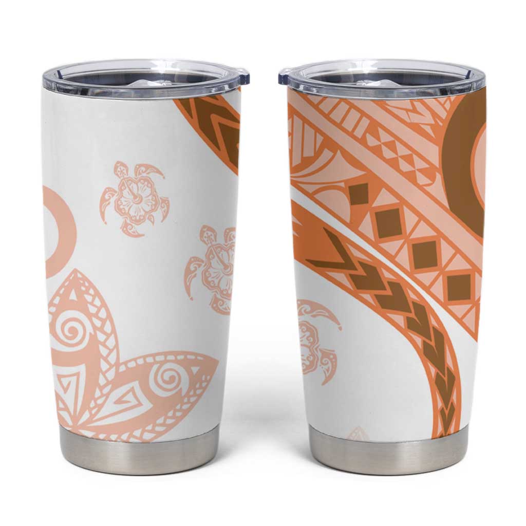 Orange Polynesian Tribal Turtle Floral Pattern Tumbler Cup