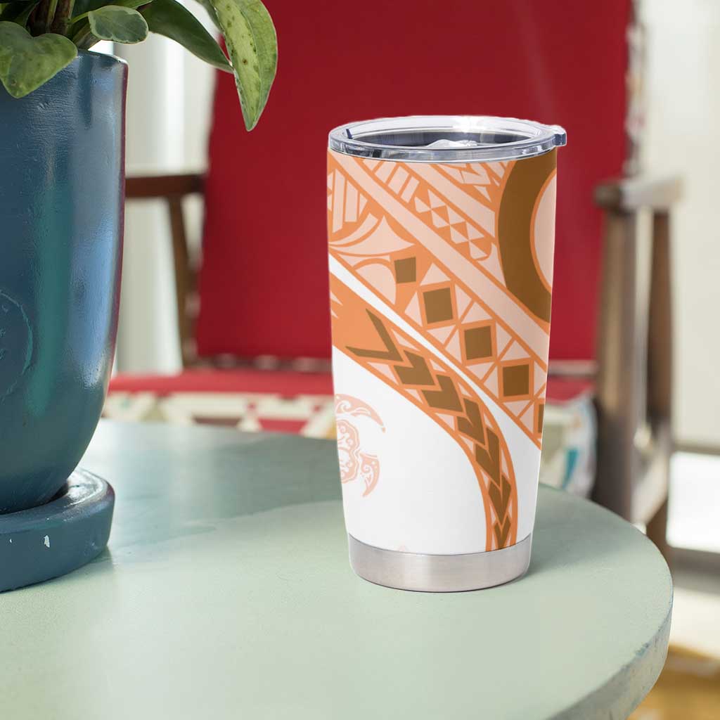 Orange Polynesian Tribal Turtle Floral Pattern Tumbler Cup