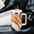 Orange Polynesian Tribal Turtle Floral Pattern Tumbler With Handle