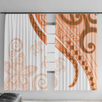 Orange Polynesian Tribal Turtle Floral Pattern Window Curtain